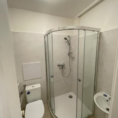 Koupelna se sprchovým koutem a toaletou